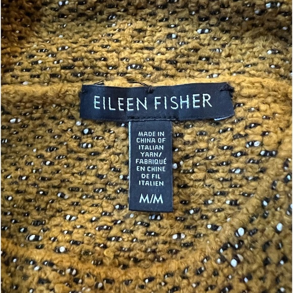 Eileen Fisher Boxy Long Sleeve Golden Yellow Funnel Neckline Sweater Size M - Picture 7 of 9